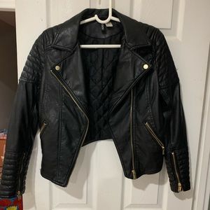 Faux Fur-collar Biker Jacket